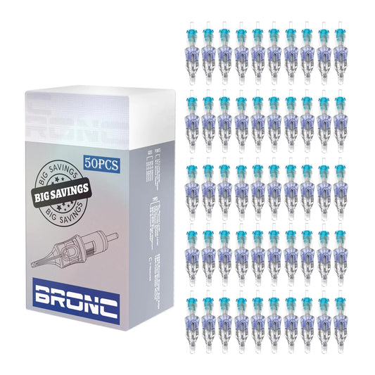 BRONC 50PCS Tattoo Cartridge Needles 1215M1-15M1#12 Standard 0.35mm 15 Magnum Shader Disposable Tattoo Needles for Rotary Tattoo Machines