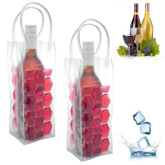 Ice Wine Bag Wine Chiller Wine Cooler Refrigerator Wine Fridge Wine Bottle Chiller Cooler for Red White Champagne or Sparkling. Set 2 (Pink Wine Bag)