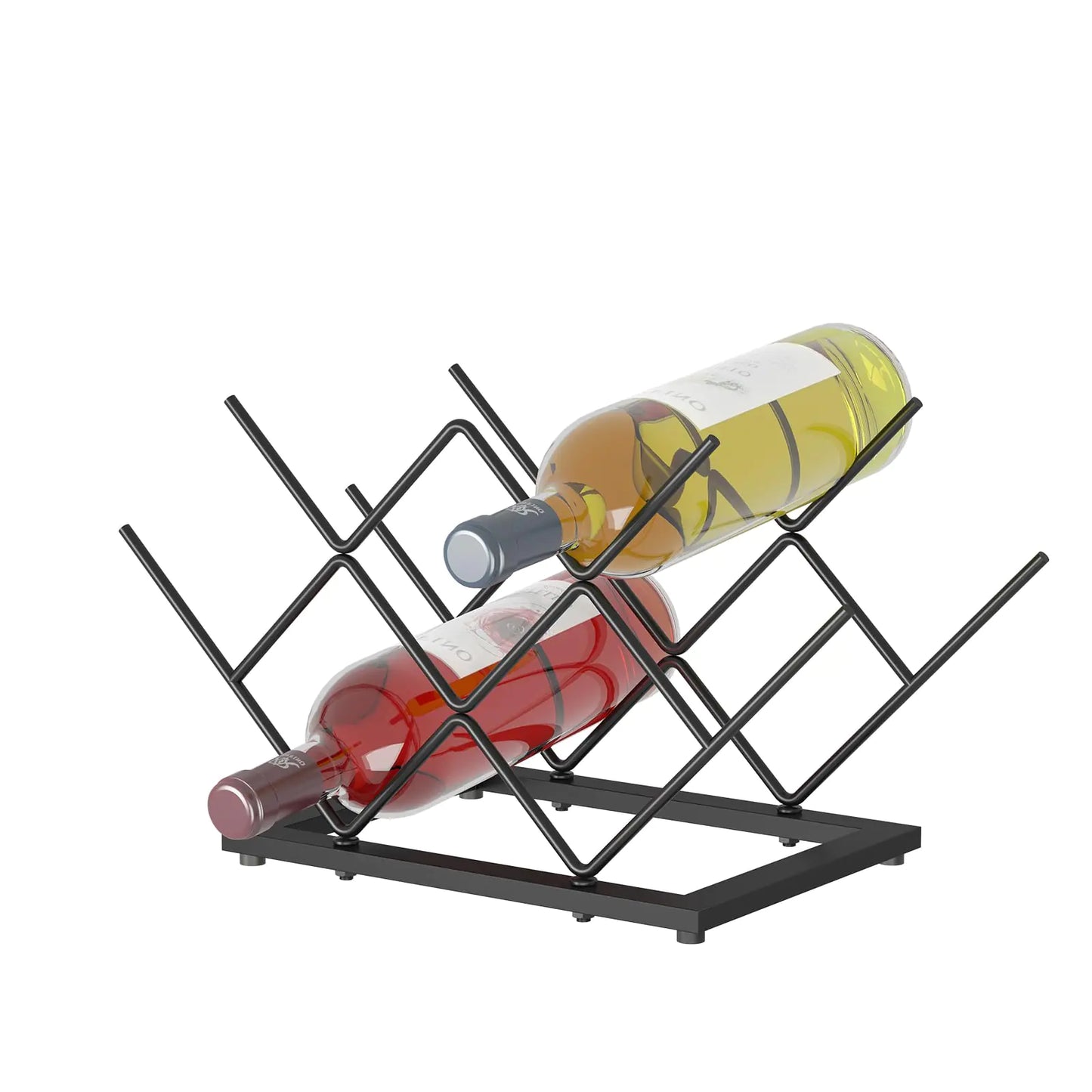 KOKSTOP Wine Rack Countertop Black Metal Wine Bottle Organizer for Home Bar Kitchen Cabinet Pantry Tabletop Wine Racks for Cup and Water Bottle –7 Bottles Wine Storage Capacity.