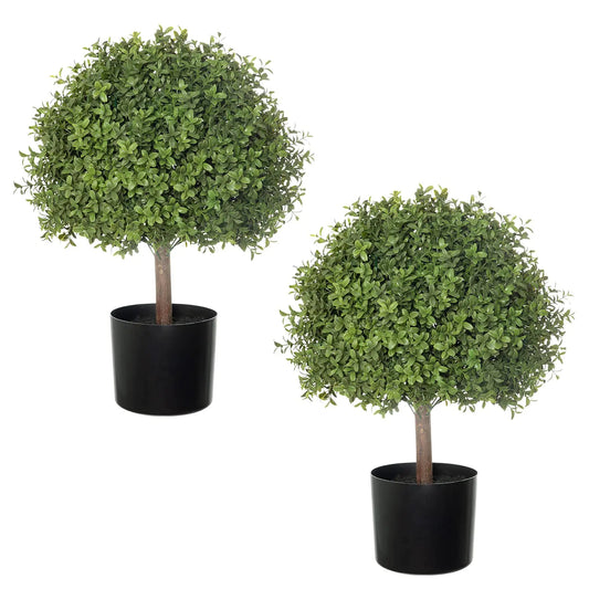 LUWENER 2 Pack 24.5inch Artificial Topiary Ball Plants Faux Boxwood Ball in Pot Fake Outdoor Plant for Front Door Decor Home Decor Garden Wedding Decor